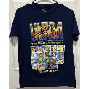 Street Fighter II The Final Challengers Player Select Navy Graphic T-Shirt Small